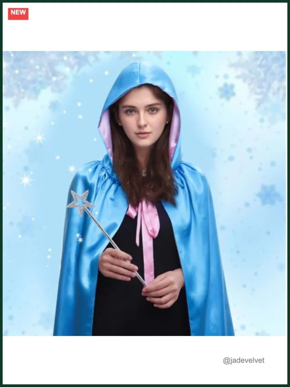 Cosplay Hooded Cape Satin Reversible Costume Robe Women